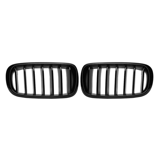 OEM BMW X5 F15 2014-2018 & X6 F16 2015-2019 Gloss/Piano Black Kidney Grilles/Grills (Pair) | Shadowline Blackline Front Radiator Grille Set | Blackout Dechrome Replacement Upgrade | 51712334708 51712334710
