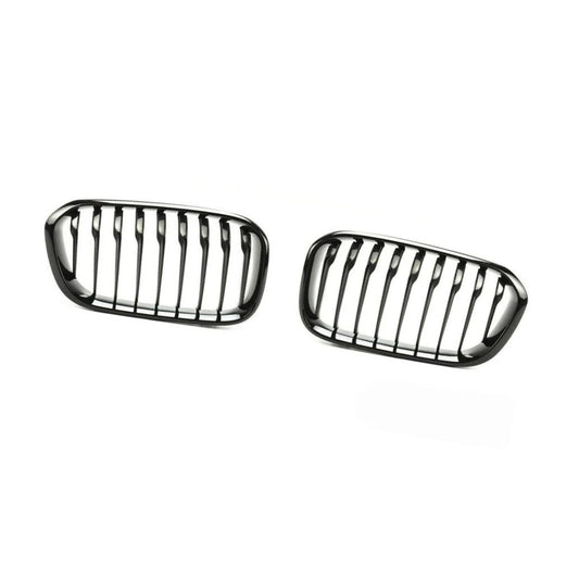 Genuine BMW 1 Series F20/F21 LCI Facelift (2015-2019) Gloss Black Kidney Grilles – OEM Shadowline Piano Black Blackout Front Radiator Grill Set (Left & Right), Double Slat M Style Upgrade – Fits M140i M135i 114d 116d 118d 118i 120d 120i 125d 125i