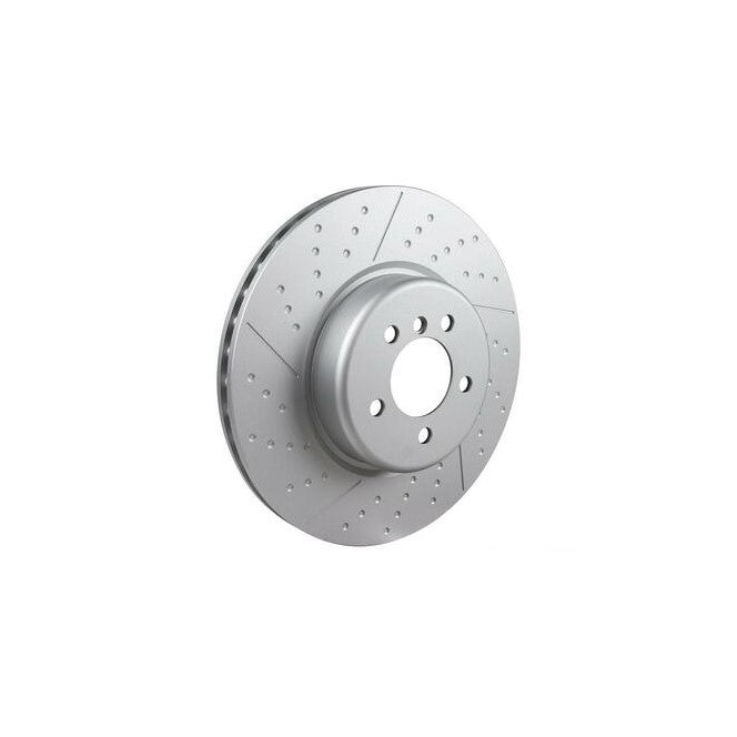 Genuine BMW Front Brake Disc (Rotor) 370x30mm Dimpled & Slotted Vented (2-Piece) - F20 F21 F22 F23 F30 F31 F34 F32 F33 F36 - For BMW Performance Calipers & 18in Wheels - Fits 120d 230i 335i 440i - OEM 34106797603