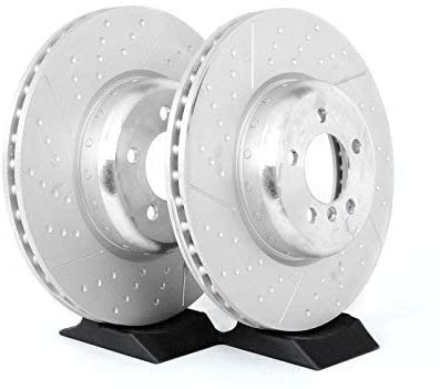 Genuine BMW Front Brake Discs/Rotors 370x30mm, Dimpled & Grooved Vented 2-Piece Compound High Carbon Coated - F20 F21 F22 F23 F30 F31 F34 F32 F33 F36 (1/2/3/4 Series) - For M Performance Calipers, 18in Wheels - Pair Set - OEM 34106797603