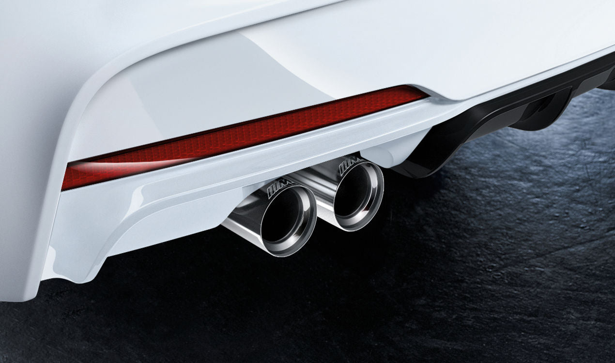 Genuine BMW M Performance Chrome Tailpipe Trim Exhaust Tip for Active Sound Exhaust – F22 F23 F30 F31 F32 F33 F36 Diesel (218d 220d 225d 320d 325d 330d 335d 418d 420d 425d 430d 435d) – OEM Muffler End Pipe Finisher 18302406604