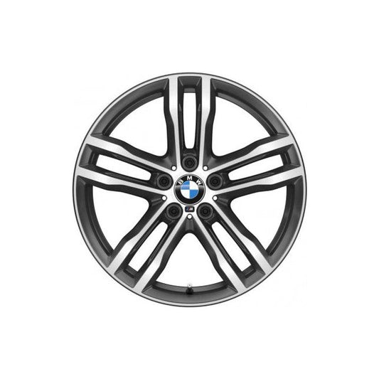 Genuine BMW 19 Inch Rear Alloy Wheel Orbit Grey Style 704M 19x8.5J ET47 - F30 F31 F32 F33 F36 3/4 Series - 5x120 5 Double Spoke - OEM PN 36117856711 (Fits 335i 340i 430i xDrive 440i xDrive)