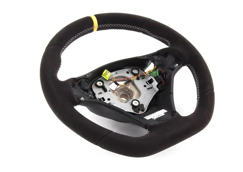 BMW M Sport/Performance Steering Wheel 32302157308 - OEM Paddle Shift Cutouts DCT/Steptronic, 12 o'clock Marker - Fits E81 E82 E87 E88 E90 E91 E92 E93 E84 - 1 Series 3 Series X1 - Retrofit Replacement - Reuse Sport Airbag - 130i 335i X1 xDrive 35i