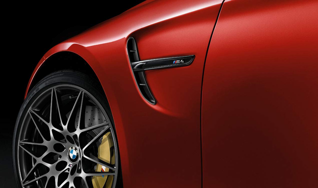 Genuine BMW M4 F82 F83 2014-2020 M Performance Gloss Black Wing/Fender Vents/Inserts (Side Gills/Gill Trims/Air Breathers/Vent Covers) Shadowline – Pair – OEM 51148068585 51148068586