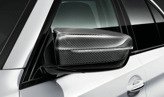 Genuine BMW M Performance Carbon Fibre/Fiber Wing Mirror Covers/Caps/Trims Pair for M5 F90 (LCI) & M8 F91 F92 F93 - OEM Door Mirror Housings/Outer Shells - Real Carbon Replacement Set - Left & Right - 51162446823 51162446826