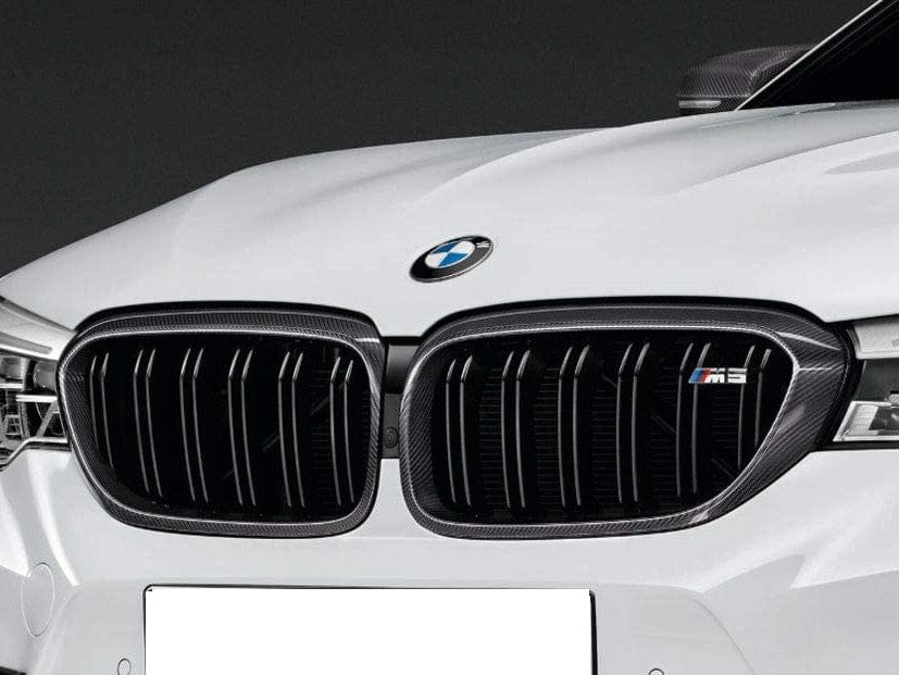 Genuine BMW F90 M5 M Performance Carbon Fibre Kidney Grilles / Front Upper Grills (Pre-LCI Pre-Facelift 2016-2019) - OEM Nose/Radiator Air Intake Grille Pair, Left & Right - 51712447091 51712447092