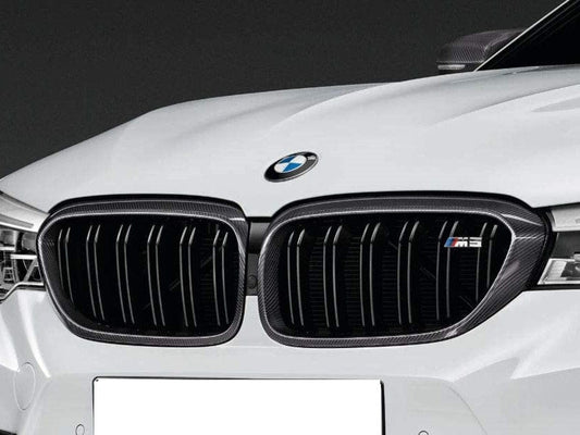 Genuine BMW F90 M5 M Performance Carbon Fibre Kidney Grilles / Front Upper Grills (Pre-LCI Pre-Facelift 2016-2019) - OEM Nose/Radiator Air Intake Grille Pair, Left & Right - 51712447091 51712447092