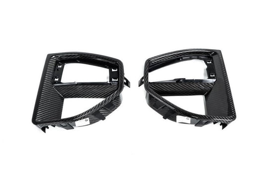 BMW X5 G05 M Performance Carbon Fiber/Fibre Front Bumper Air Intake Vent Covers (OEM L/R Pair) - M Sport Lower Duct/Corner Vent Surround Trims - Fits xDrive40i xDrive45e xDrive50i M50i - PN 51112455497 51112455498