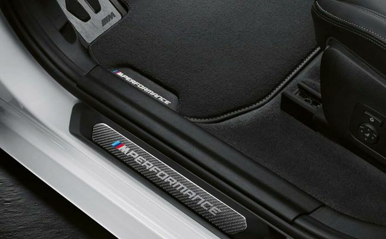 Genuine BMW M Performance G82 M4 Carbon Fibre/Fiber Door Sill Protector – Threshold Cover, Scuff Plate, Kick Plate, Step Plate, Entry Guard (2021+) | OEM Interior Trim | Fits M4 & M4 Competition | Part 51472472521