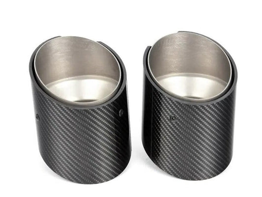 BMW 3 Series G20 G21 Saloon Touring M Performance Carbon Fibre Exhaust Tips - Round Tailpipe Trims/End Pipes/Outlet Finishers | Genuine OEM Pair | 318d 320d 320i 330e 330d 330i | 18302464500