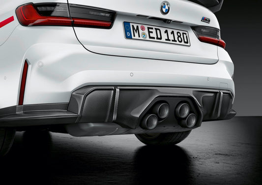 Genuine BMW M Performance Carbon Fibre/Fiber Rear Diffuser Valance Insert for G80 M3 & G82 M4 (2021+) OEM CFRP Rear Bumper Lower Apron Trim | Fits M3 Competition & M4 Competition | G8X Aero Upgrade | Part No. 51195A198B5