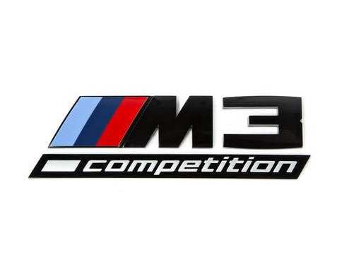 Genuine BMW M3 G80 Competition/Comp Rear Badge/Emblem/Logo - Black Boot/Trunk/Decklid/Tailgate Lettering - OEM Shadowline Blackline - Fits 2021+ - Part 51148084161