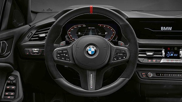 Genuine BMW M Performance Leather & Open-Pore Carbon Fibre Steering Wheel Insert Trim for F40 F44 G20 G21 G29 (1 Series, 2 Series Gran Coupe, 3 Series, Z4) - OEM Fit - Heated/Non-Heated - M135i xDrive, M235i xDrive, M340i, Z4 M40i