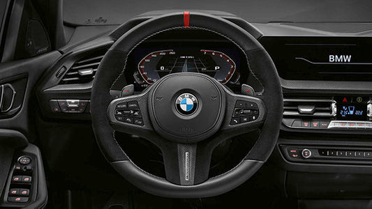 Genuine BMW M Performance Leather & Open-Pore Carbon Fibre Steering Wheel Insert Trim for F40 F44 G20 G21 G29 (1 Series, 2 Series Gran Coupe, 3 Series, Z4) - OEM Fit - Heated/Non-Heated - M135i xDrive, M235i xDrive, M340i, Z4 M40i