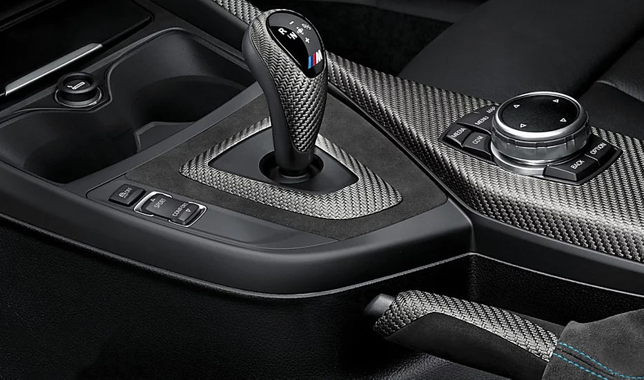 Genuine BMW M Performance Interior Trim Kit for F87 LCI M2 Competition LHD Left-Hand Drive (2018+), Open-Pore Carbon Fibre & Alcantara - Centre Console, DKG Gear Selector, Handbrake - OEM Part 51952464126