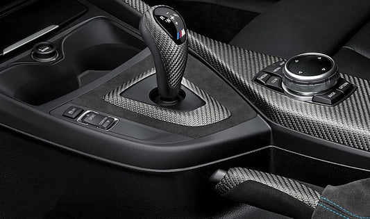 Genuine BMW M Performance Interior Trim Kit for F87 LCI M2 Competition LHD Left-Hand Drive (2018+), Open-Pore Carbon Fibre & Alcantara - Centre Console, DKG Gear Selector, Handbrake - OEM Part 51952464126