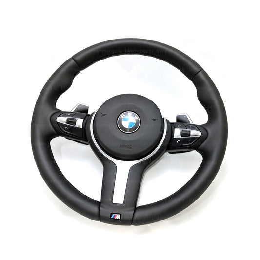 Genuine BMW M Sport Leather Steering Wheel Kit with Airbag & Paddle Shifters - OEM Retrofit for F10 F11 F07 GT F06 F12 F13 (5 Series & 6 Series, incl. M5 & M6)