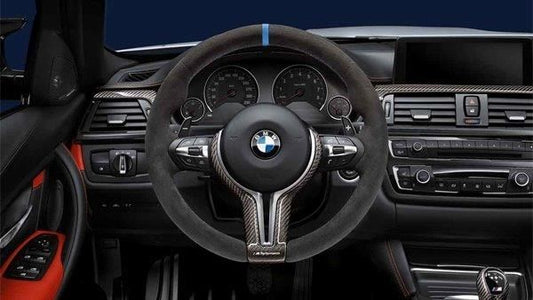 Genuine OEM BMW M Performance Alcantara Suede Steering Wheel with Gloss Carbon Fibre Trim, Blue 12 o'clock Marker - Part 32302344147 - Fits F80 F82 F83 F8X M3 M4 (2014+) | Factory Replacement Upgrade