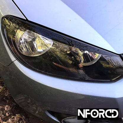 VW Volkswagen Golf Mk6 2009-2013 (Golf 6) Headlight Eyelids / Eyebrow Covers Stick-On Headlamp Brows Trim - Fits GTI R TSI TDI - Pair, Adhesive Included