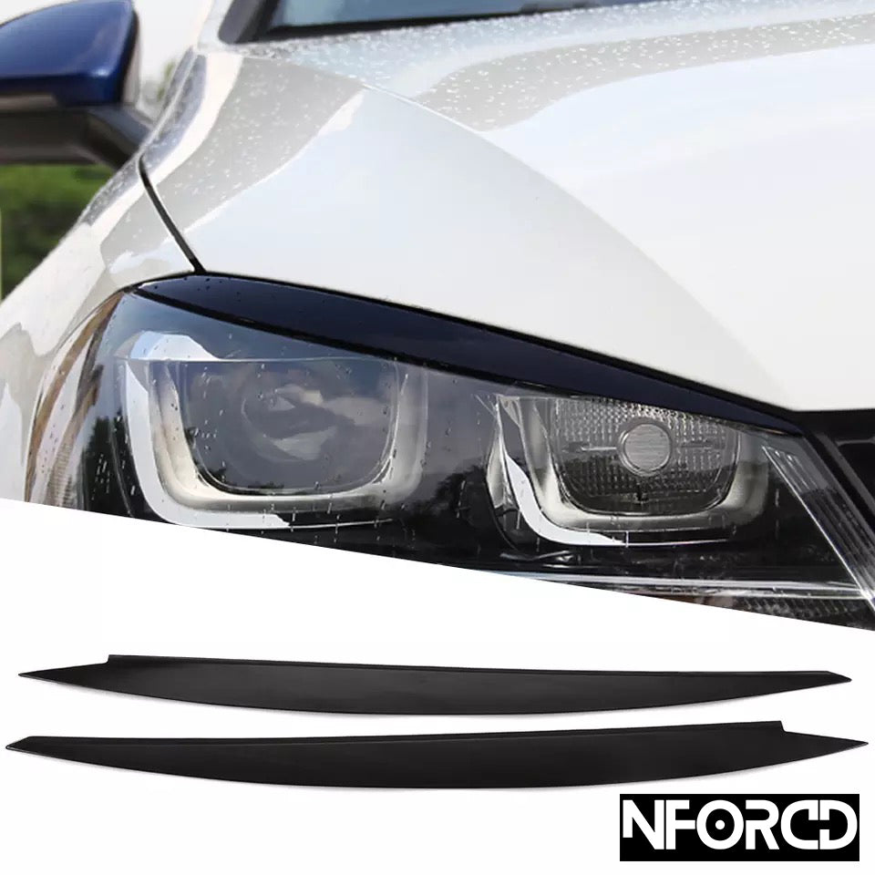 VW Golf Mk7/Mk7.5 (Golf 7/7.5 facelift) Headlight Eyelids Eyebrows - Fits GTI R GTD - Lamp Brows, Headlamp Trims, Front Light Covers - Adhesive Stick-On Pair - Exterior Styling Upgrade
