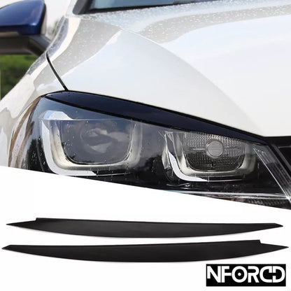 VW Golf Mk7/Mk7.5 (Golf 7/7.5 facelift) Headlight Eyelids Eyebrows - Fits GTI R GTD - Lamp Brows, Headlamp Trims, Front Light Covers - Adhesive Stick-On Pair - Exterior Styling Upgrade