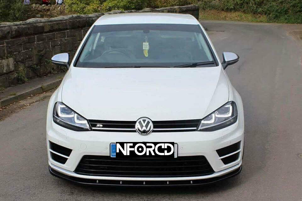 Volkswagen VW Golf R Mk7/Mk7.5 Front Bumper Lip Spoiler Splitter + Side Skirt/Rocker Extensions Gloss Black ABS Aero Body Kit (2012-2020)