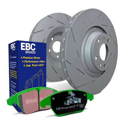 EBC USR Rear Slotted Brake Discs/Rotors Pair for BMW 7 Series E65 E66 E67 (2002-2005) - ATE Rear Calipers - 740i 745i - Thermic Black - USR1391