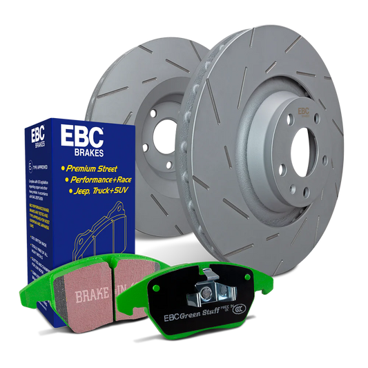 EBC USR Rear Slotted Brake Discs/Rotors Pair for BMW 7 Series E65 E66 E67 (2002-2005) - ATE Rear Calipers - 740i 745i - Thermic Black - USR1391
