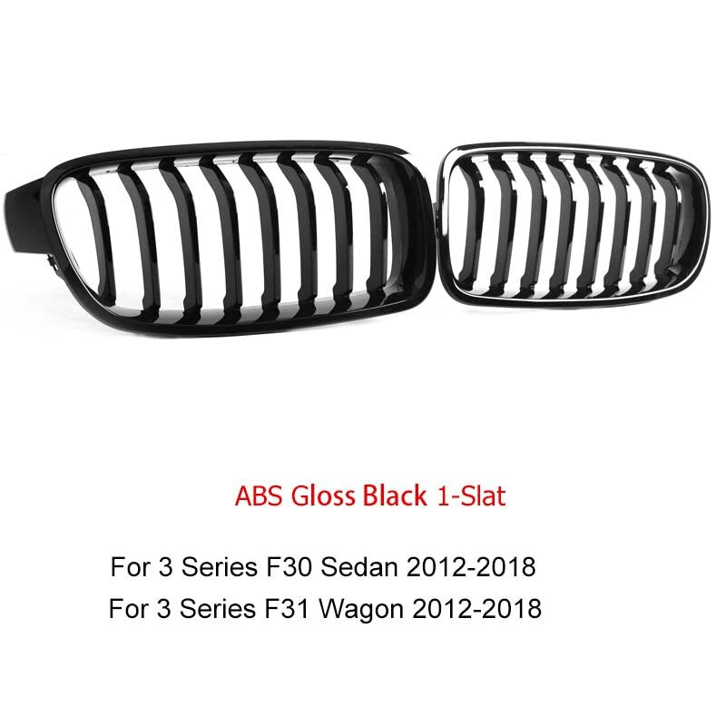 Gloss Black Kidney Grille/Grill for BMW 3 Series F30 F31 2012-2018 Saloon Touring | ABS Front OEM-Style Replacement Blackout | 318i 320i 328i 335i 316d 318d 320d 325d 328d
