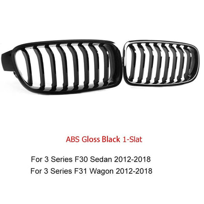 Gloss Black Kidney Grille/Grill for BMW 3 Series F30 F31 2012-2018 Saloon Touring | ABS Front OEM-Style Replacement Blackout | 318i 320i 328i 335i 316d 318d 320d 325d 328d