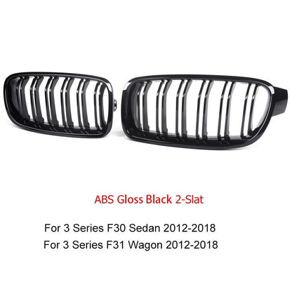 Gloss Black Kidney Grille/Grill for BMW 3 Series F30 F31 2012-2018 Saloon Touring | ABS Front OEM-Style Replacement Blackout | 318i 320i 328i 335i 316d 318d 320d 325d 328d