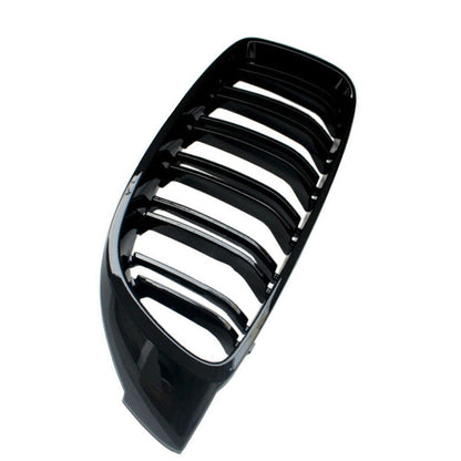 Gloss Black Front Kidney Grilles for BMW 4 Series F32 F33 F36 (420i 428i 435i M4) - OEM-Style Direct Replacement Pair, Shadowline De-Chrome