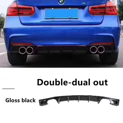 M Style Rear Bumper Cover with Diffuser Look, Gloss Black ABS for BMW 3 Series F30 F35 Saloon/Sedan 2012-2019 (Pre LCI & LCI) - Aftermarket Back Bumper/Valance/Apron Upgrade, Single or Dual Exhaust Cutouts, M Performance Style Replacement