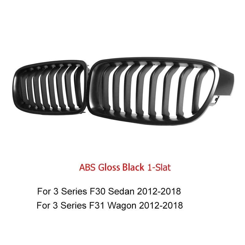 Gloss Black Kidney Grille/Grill for BMW 3 Series F30 F31 2012-2018 Saloon Touring | ABS Front OEM-Style Replacement Blackout | 318i 320i 328i 335i 316d 318d 320d 325d 328d
