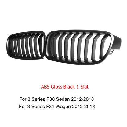 Gloss Black Kidney Grille/Grill for BMW 3 Series F30 F31 2012-2018 Saloon Touring | ABS Front OEM-Style Replacement Blackout | 318i 320i 328i 335i 316d 318d 320d 325d 328d