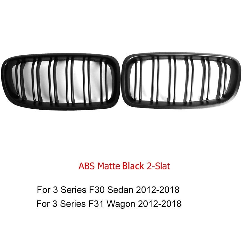 Gloss Black Kidney Grille/Grill for BMW 3 Series F30 F31 2012-2018 Saloon Touring | ABS Front OEM-Style Replacement Blackout | 318i 320i 328i 335i 316d 318d 320d 325d 328d