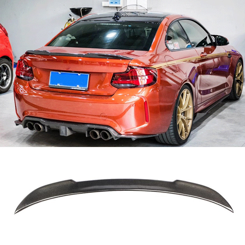 Carbon Fibre Rear Boot/Trunk Lip Spoiler for BMW 2 Series F22 F23 & F87 M2/M2 Competition (20142019)  Gloss 3x3 Twill, OEM-Fit, No-Drill Installation