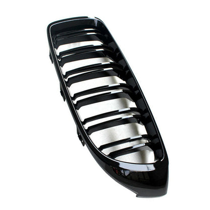 Gloss Black Front Kidney Grilles for BMW 4 Series F32 F33 F36 (420i 428i 435i M4) - OEM-Style Direct Replacement Pair, Shadowline De-Chrome