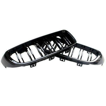 Gloss Black Front Kidney Grilles for BMW 4 Series F32 F33 F36 (420i 428i 435i M4) - OEM-Style Direct Replacement Pair, Shadowline De-Chrome
