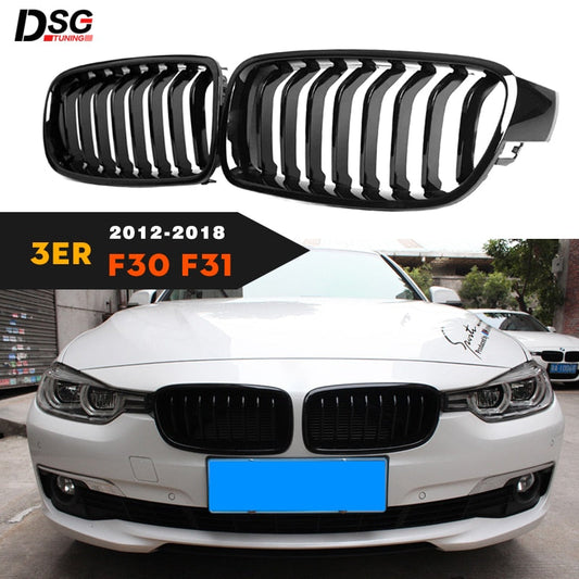 Gloss Black Kidney Grille/Grill for BMW 3 Series F30 F31 2012-2018 Saloon Touring | ABS Front OEM-Style Replacement Blackout | 318i 320i 328i 335i 316d 318d 320d 325d 328d
