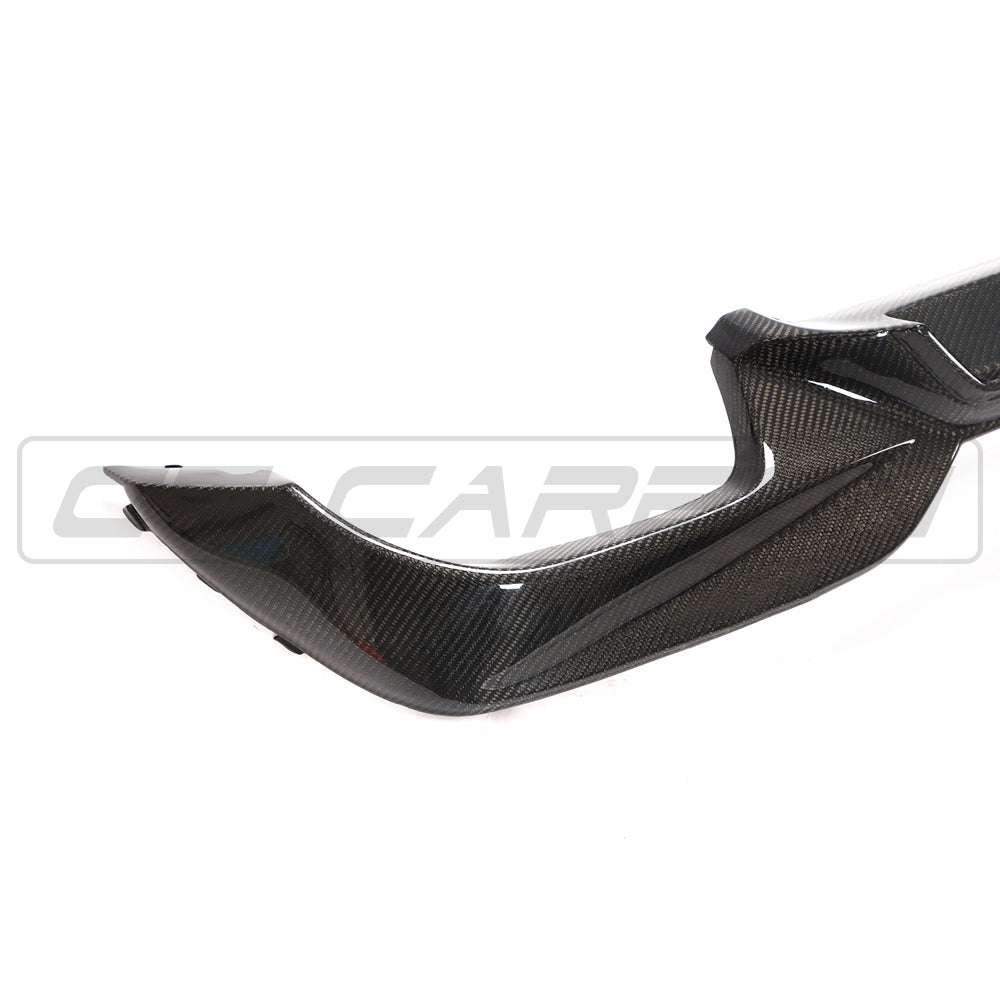 BMW 3 Series G20 Carbon Fibre/Fiber Rear Diffuser Valance - Square Tip Tailpipe - 2019-2021 340i 340d Saloon/Sedan Rear Lower Bumper Trim Splitter Apron Insert OEM+ Gloss Exhaust Surround