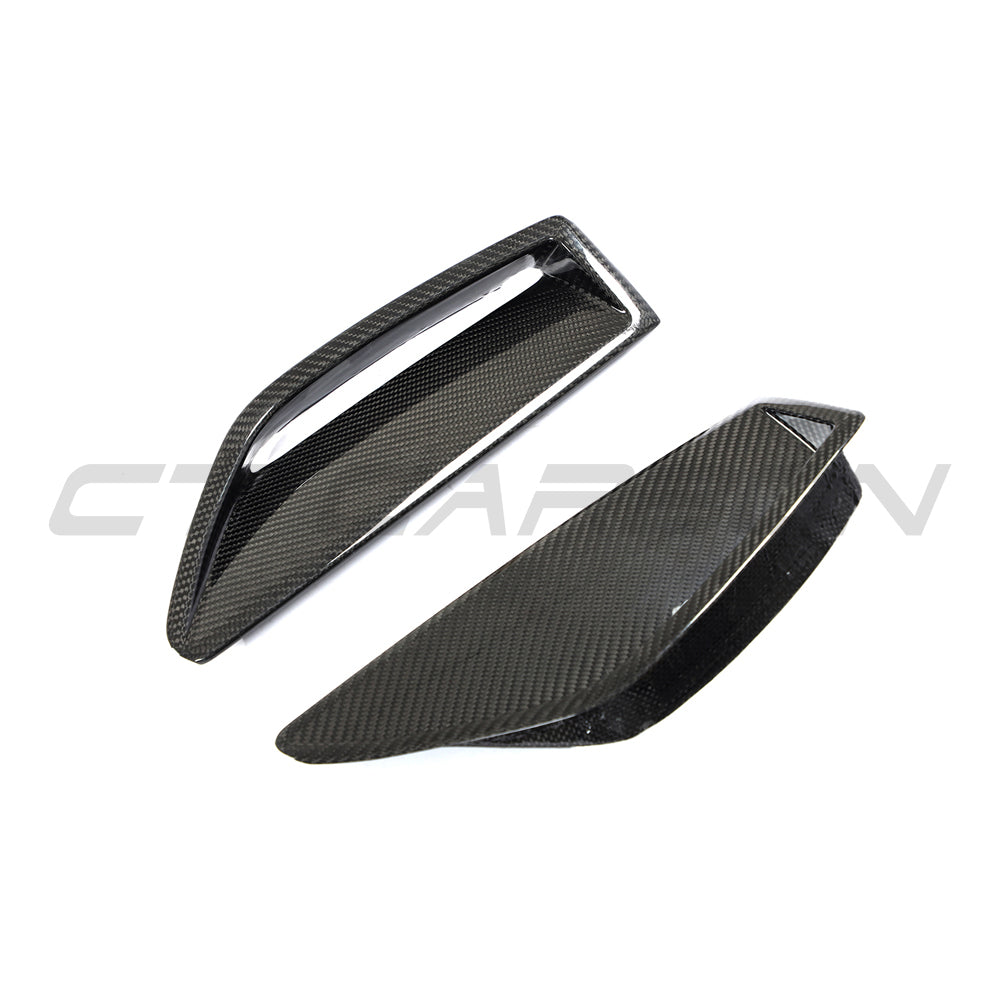 Audi RS6 Avant (C8) & RS7 (C8) Carbon Fibre Front Bumper Side Grille Vent Covers, Air Intake Surrounds, Air Duct Trim Inserts 2019-2025 | Gloss Pre-Preg | CT Carbon