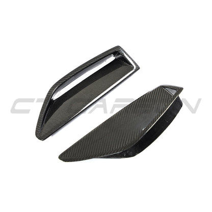 Audi RS6 Avant (C8) & RS7 (C8) Carbon Fibre Front Bumper Side Grille Vent Covers, Air Intake Surrounds, Air Duct Trim Inserts 2019-2025 | Gloss Pre-Preg | CT Carbon