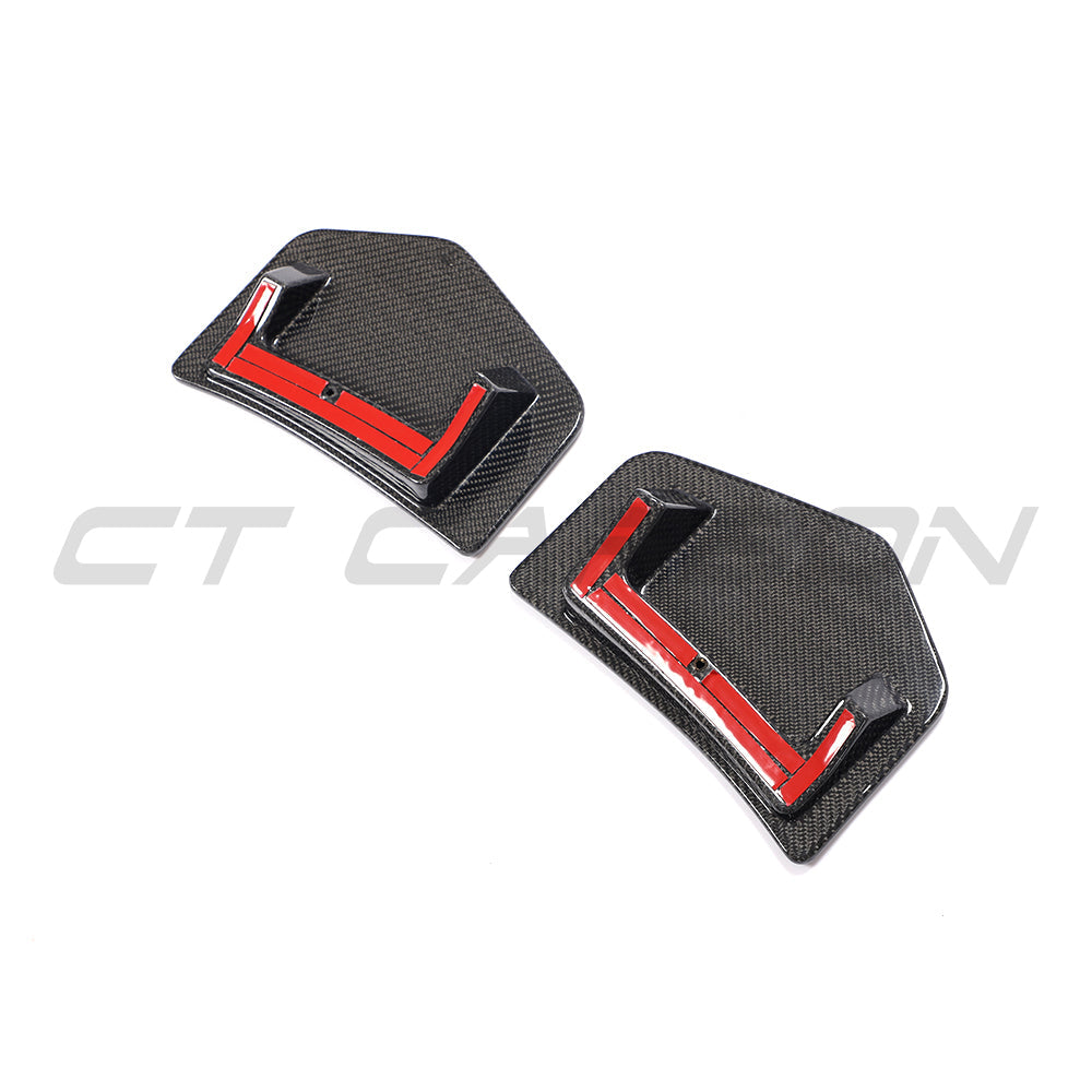 Audi TT RS Mk3 8S Quattro 2015–2018 Carbon Fibre Rear Bumper Extensions, Corner Lips & Spats – CT Carbon Gloss Rear Skirt/Valance Extension Apron Add-On Diffuser Corner Trims / Bumper Corners (Pair)