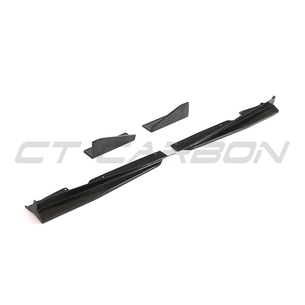 AUDI TT RS (TTRS) MK3 8S QUATTRO 2015–2018 COUPE/ROADSTER REAL CARBON FIBRE SIDE SKIRT EXTENSIONS – SIDE SPLITTERS/SILL EXTENSIONS/ROCKER PANELS/SIDE BLADES – CARBON FIBER AERO SKIRTS BY CT CARBON