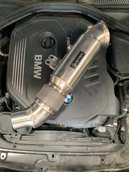 BMW B58 5" Super Sport Cat Downpipe  200 Cell High-Flow Sports Catalyst, 5in to 4in Flexi  MOT-Friendly, No EML  Osprey Performance  Fits M140i M240i 340i 440i 540i 740i X3/X4 M40i (B58)