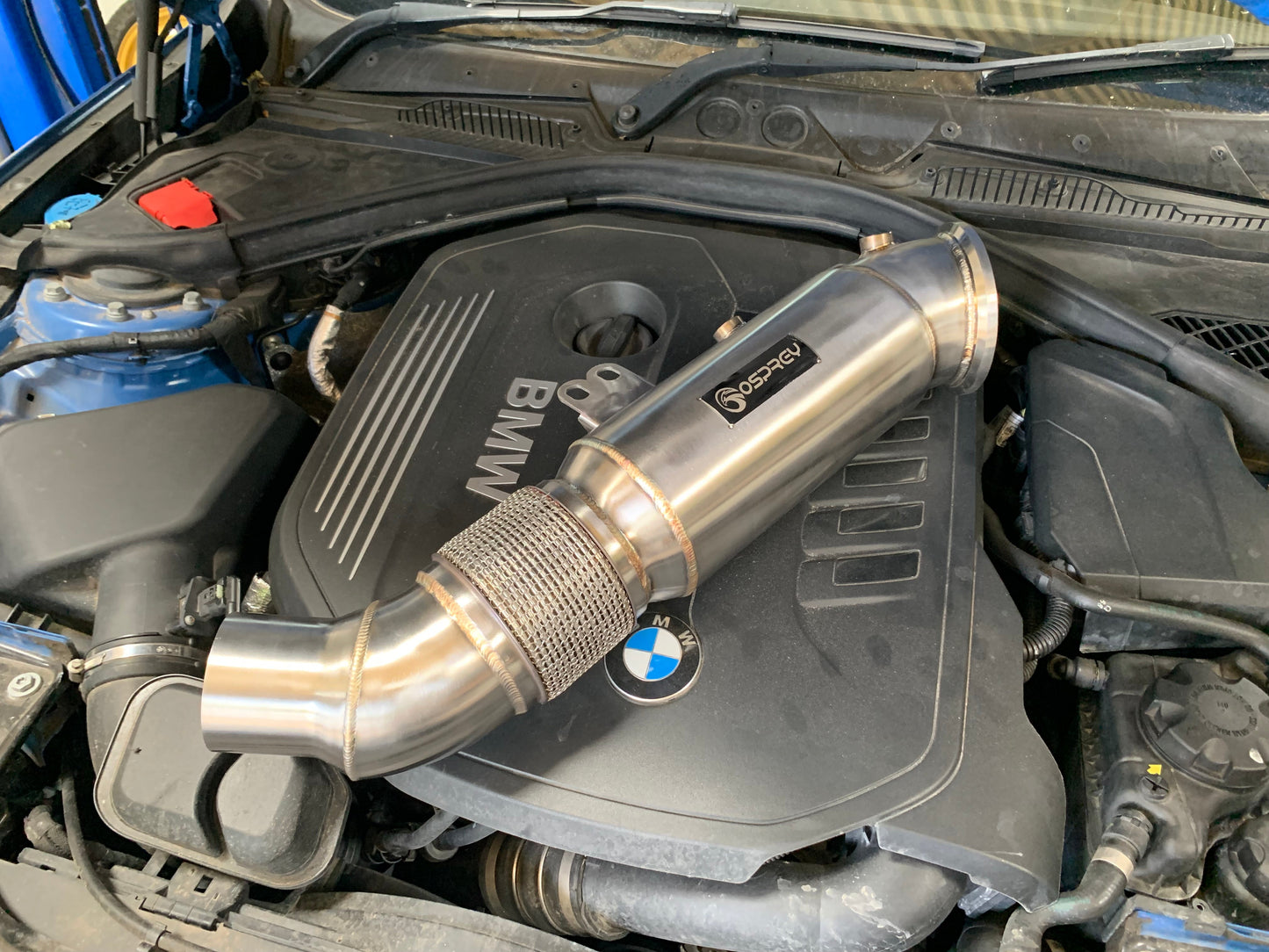 BMW B58 5" Super Sport Cat Downpipe  200 Cell High-Flow Sports Catalyst, 5in to 4in Flexi  MOT-Friendly, No EML  Osprey Performance  Fits M140i M240i 340i 440i 540i 740i X3/X4 M40i (B58)