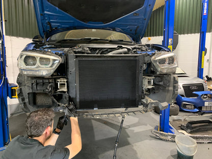 AIRTEC Motorsport B58 Water-to-Air Chargecooler/Intercooler Radiator Upgrade, Triple-Pass 90mm Core, Direct-Fit Front Mount Heat Exchanger - BMW 1/2/3/4 Series F20 F21 F22 F23 F30 F31 F32 F33 F36 (M140i M240i 340i 440i) 2014-2019 - ATRADBMW2