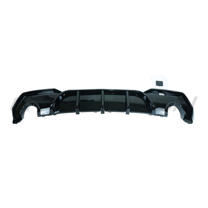 BMW 4 Series G22/G23 2020+ Rear Diffuser/Valance - Gloss Piano Black ABS - Round Tip Tailpipe Cut-Outs - Rear Bumper Lower Insert - CT Carbon for Coupe/Convertible