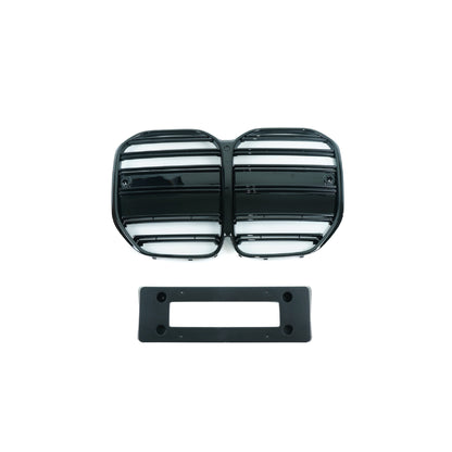 BMW 4 Series G22/G23 2020-2025 Gloss Black Kidney Grille - GT Style Front Grill/Radiator Grille Replacement, Piano Black Blackout ABS for Coupe & Convertible by CT Carbon
